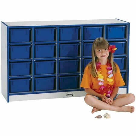 RAINBOW ACCENTS Blue laminate cabinet with colorful accents, 48x15x29.5'', 20 cubbies, mobile. 5310420003